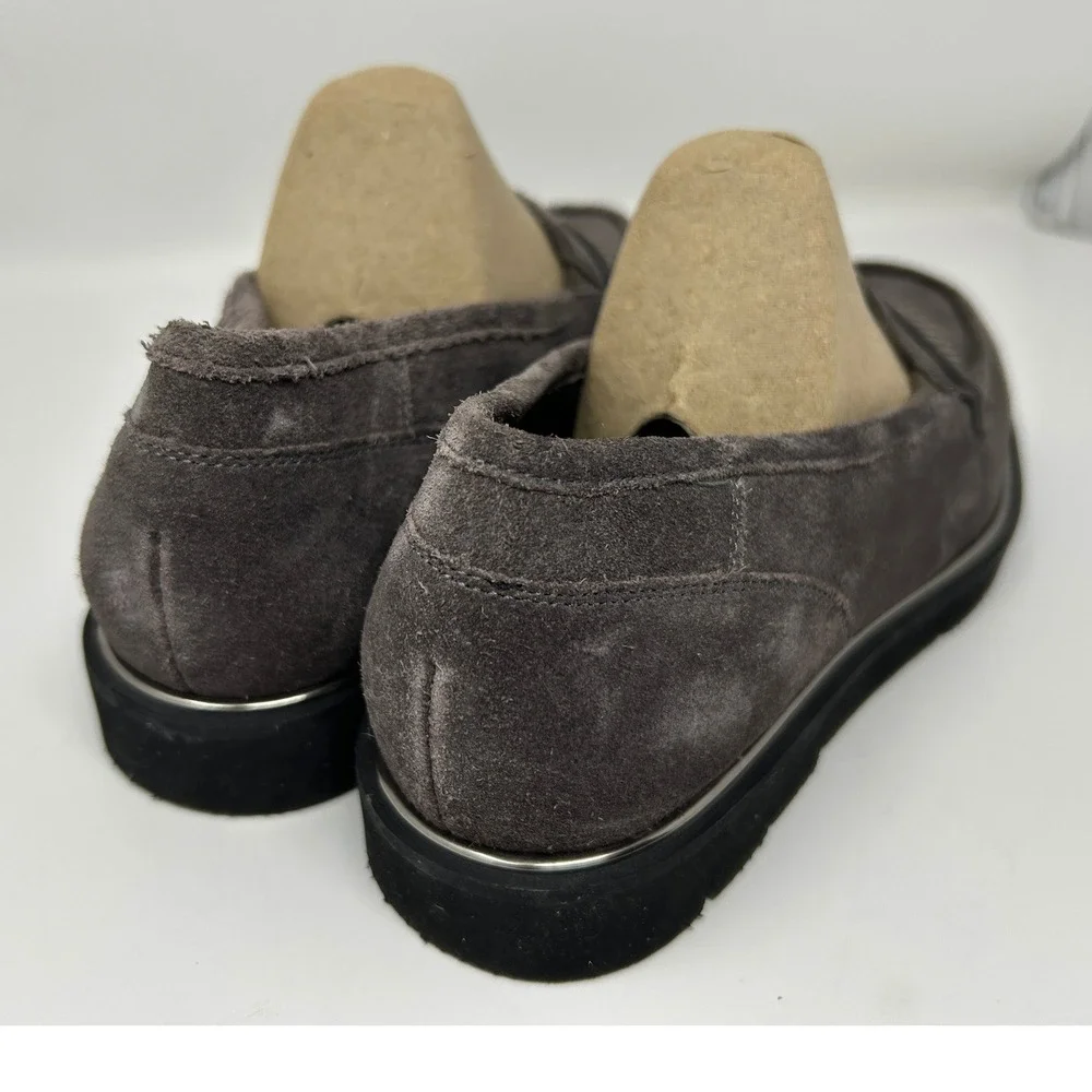 Ara HighSoft Men 6.5 Grey Suede Studded Platform Loafers Moc Toe Shoes Cushioned